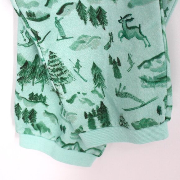 Hill House Home Teddy Jogger Sweatpants Ski Chalet Print Green Pant XS Small NEW - Picture 7 of 8